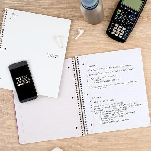 Five Star Spiral Notebook + Study App, 5 Subject, College Ruled Paper, 8-1/2" x 11", 200 Sheets, Fights Ink Bleed, Water Resistant Cover, White (72460) thumbnail 10