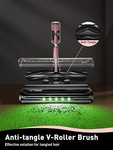 VICEASE Cordless Vacuum Cleaner, 8 in 1 Powerful Suction Lightweight Vacuum Cleaner for Home, LED Display, 3 Suction Modes, 45Mins Detachable Battery Vacuum for Hard Floor Carpet Pet Hair, Pink thumbnail 4