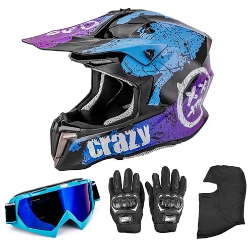 OUMURS Adult ATV Dirt Bike Helmet with Goggles Gloves & Mask Quick Release Buckle Adjustable Sun Visor Motorcycle Adult Helmet Off-Road Motocross Downhill Moped MX for Unisex-Adult thumbnail 9