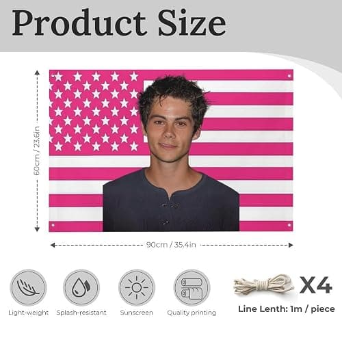 SGYFGJM Dylan O'Brien (1) 24x35 In(60x88cm Decorative Flags Double Stitched with 4 Brass Grommets Hanging Tapestry For Outdoor Indoor Room Decor College Dorm Decoration Style-2 thumbnail 2