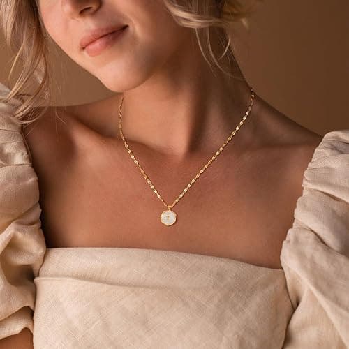 Patwes Cross Necklace for Women Dainty 14K Gold Plated Cross Coin Necklace Simple Round Disc Pendant Minimalist Cute Charm Everyday Religious Jewelry Gifts thumbnail 3