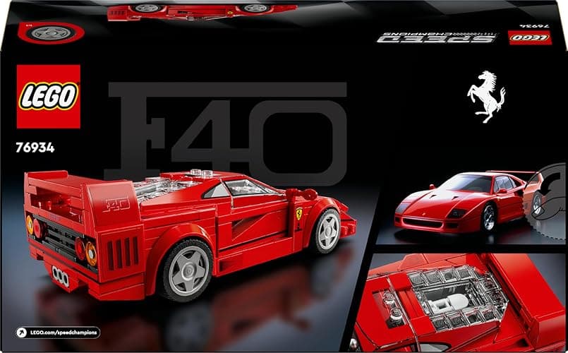 LEGO Speed Champions Ferrari F40 Supercar Buildable Vehicle, Toy Model Car for 9 Plus Year Old Boys and Girls, with Driver Minifigure, Kids' Bedroom Decoration, Gift Idea 76934 thumbnail 13