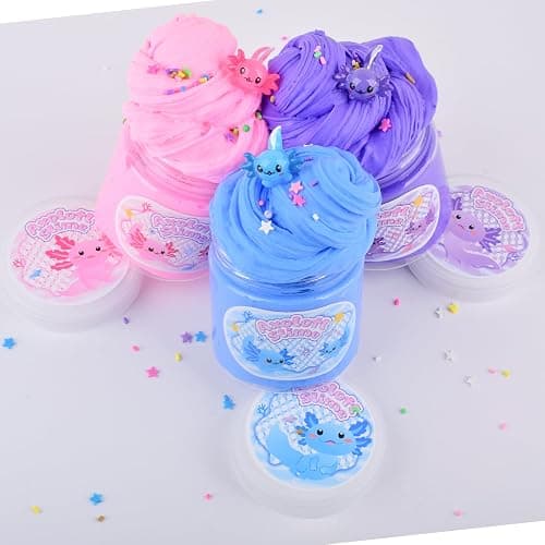 3 Pack Axolotl Butter Slime, Butter Slime Kit with Pink, Blue, Purple Axolotl Charms, Soft and Stretchy, Slime Party Favor for Girls & Boys, Classroom Rewards, Birthday Gifts for Kids thumbnail 5