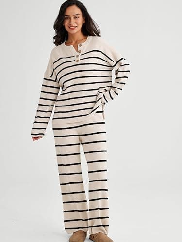 LILLUSORY Women's 2 Piece Lounge Sets Oversized Slouchy Matching Cozy Knit Sets thumbnail 2