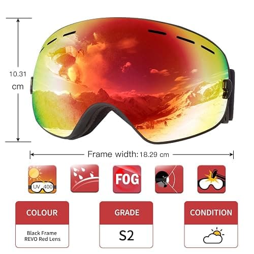 Vgooar OTG Ski Goggles, Frameless Ski Goggles with Anti-Fog Double Spherical Lens, 100% UV400 Protection Ski Snow Goggles for Men/Women thumbnail 4