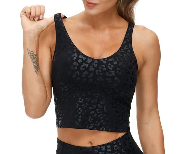 THE GYM PEOPLE Womens' Sports Bra Longline Wirefree Padded with Medium Support thumbnail 3