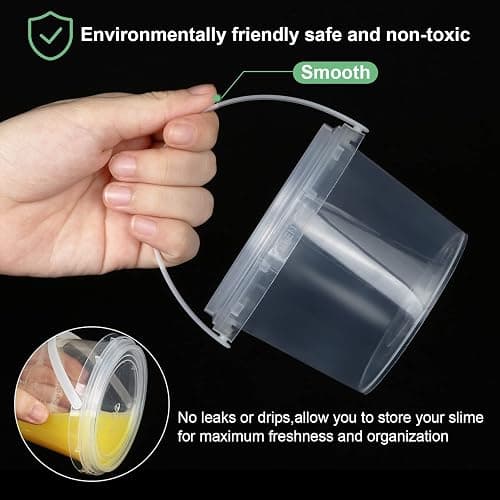 ZOEYES 50 PCS 10 oz Slime Containers with Lids and Handles, Plastic 300ml Storage Bucket Containers, Clear Slime Storage Case for Slime DIY Art Craft, Mini Toy, Pigment, Small Tools, Part Material thumbnail 4