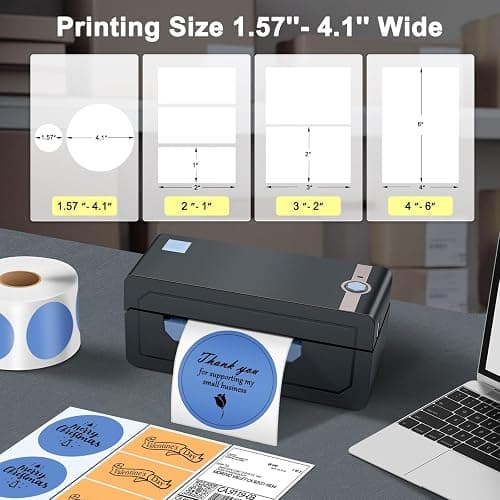 JADENS Bluetooth Thermal Shipping Label Printer – Wireless 4x6 Shipping Label Printer, Compatible with Android, iPhone, Windows & Mac, Widely Used for Ebay, Amazon, Shopify, Etsy, USPS(Blue) thumbnail 5