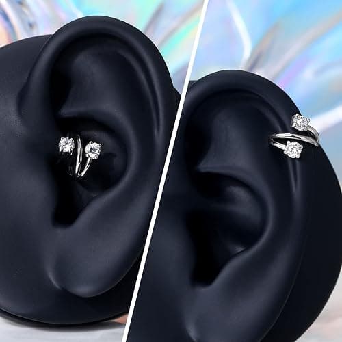 CM Crareesi Mania Helix Hoop Earrings - 316L Stainless Steel Cartilage Earrings - 16G Double Helix & Daith Piercing Jewelry thumbnail 2