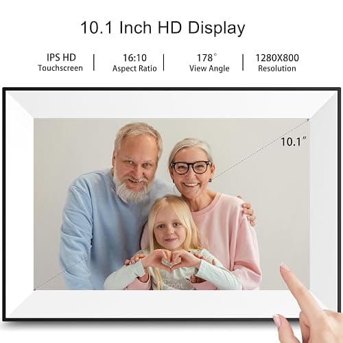 Digital Picture Frame 10.1 Inch Digital Photo Frame WiFi Smart Electronic Frame 16 GB IPS Touch Screen,Auto-Rotate,Easy to use Load from Phone Share Pohto/Video Wedding Gifts for mom Women Men thumbnail 2
