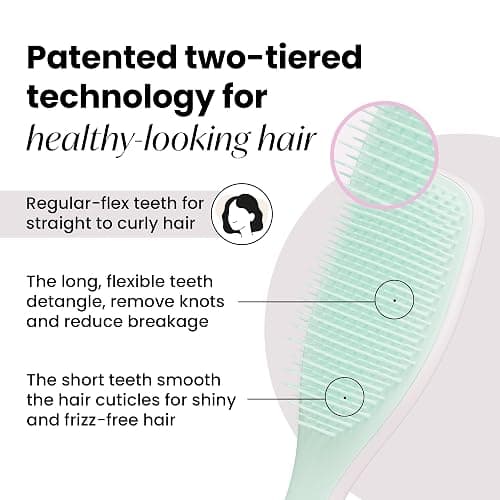Tangle Teezer Ultimate Detangler Brush for Wet & Dry Hair, Eliminates Knots & Reduces Breakage for All Hair Types, Baby Pink & Mint thumbnail 2