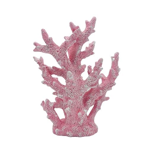 Etlemonde Coastal Beach Pink Coral Reef Statue Home Decor | Perfect for home, desk, bathroom, or shelf. Nautial resin sculpture, great gift for ocean lovers. thumbnail 4