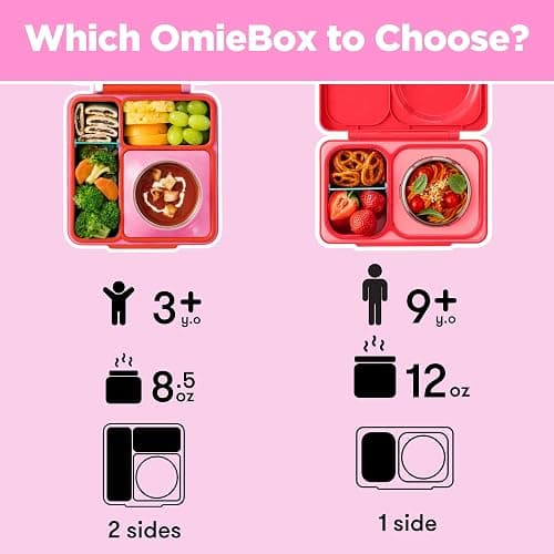 OmieBox Bento Box for Kids - Insulated Bento Lunch Box with Leak Proof Vacuum Insulated Food Jar - 3 Compartments, Two Temperature Zones (Pink Berry) thumbnail 7