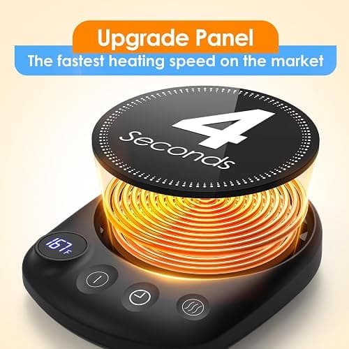 KitchekShop Coffee Mug Warmer - Fastest Heating & Highest Temperature, Coffee Cup Warmer for Desk Auto Shut Off, 4 Temp Settings & 1-12H Timer, Smart Electric Beverage Warmer for Coffee, Tea (Black) thumbnail 5