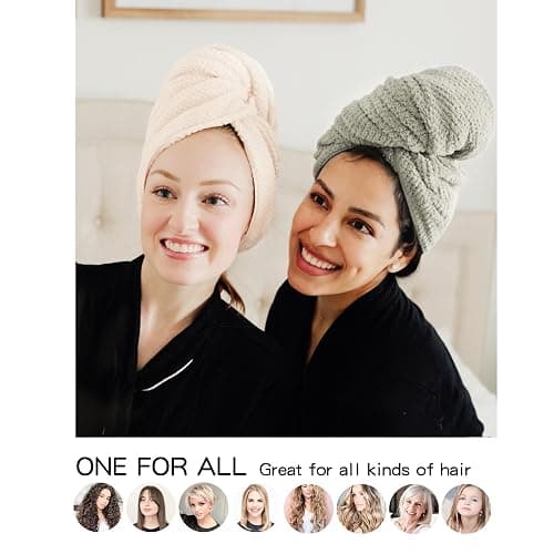 ROLSHOL 2 Packs Large Microfiber Hair Towels for Women, Super Absorbent & Quick Dry Hair Towel Wrap for Curly Hair Long & Short Hair- Anti-Frizz Hair Turbans for Wet Hair (Green & Clay) thumbnail 5