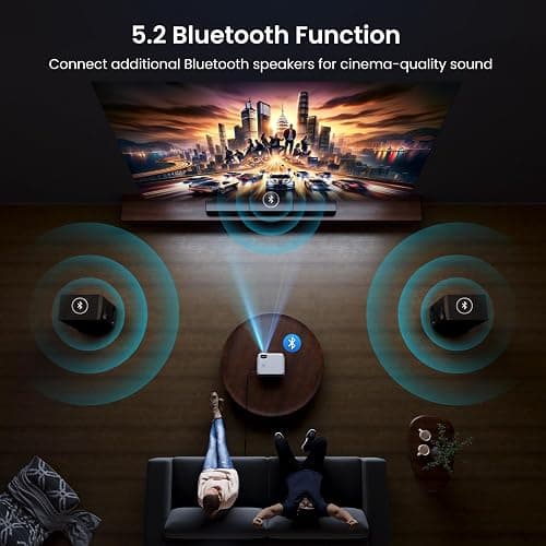 Official Licensed Google TV Smart Projector, HAPPRUN 4K UHD Home Theater with Dolby Sound, Wi-Fi & Bluetooth, Built-in Streaming Apps, Compatible with Games Consoles & Smartphone, Indoor & Outdoor Use thumbnail 7