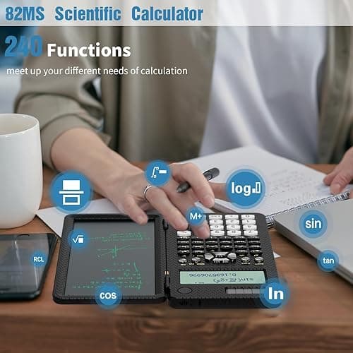 Scientific Calculator for School with Notepad, ROATEE Middle and High School Supplies for Students, 82 MS Foldable 2-Line Display Science Calculator with Writing Tablet, Solar and Battery Powered - 82MS thumbnail 3
