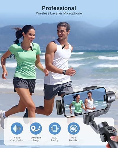 Wireless Lavalier Microphone for iPhone, iPad, Android Phone，2-Pack Mini Microphone with Noise Reduction, Auto Pairing and Mute & Reverb for Vlogging, Video Recording, TikTok, YouTube - Plug & Play thumbnail 2
