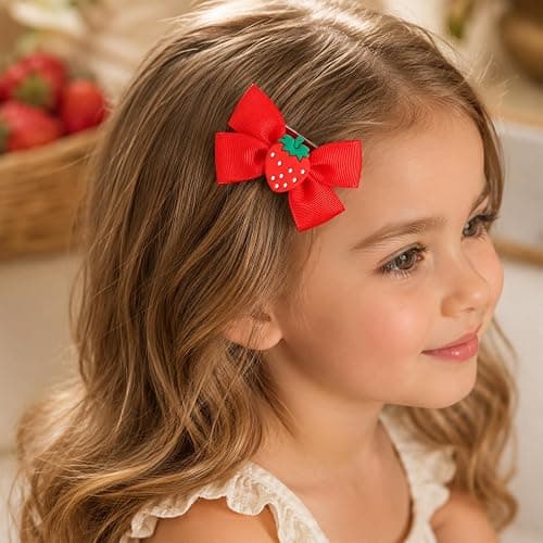4 Pcs Strawberry Hair Clips Cute Sweet Cherry Hair Bows | Strawberry Hair Accessories for Baby Toddlers Girls Teens Christmas Halloween thumbnail 4