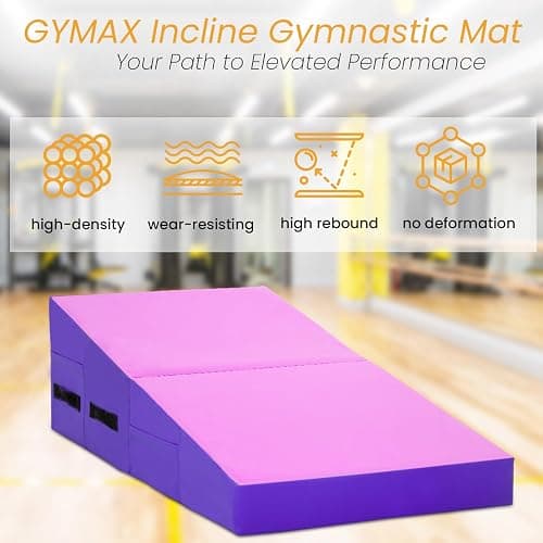 FDW Gymnastics Mat Incline Indoor/Outdoor Tumbling Mats yoga mat for Home Gym Folding Exercise Mat with Non-Slip Surface & Handles Cheese Wedge Mat thumbnail 4
