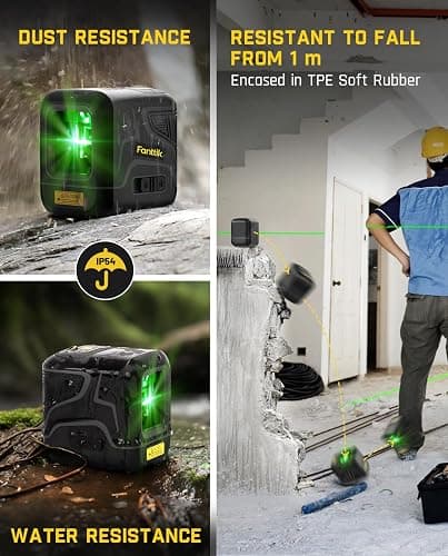 Fanttik D2 Pocket Green Laser Level, 100 ft Self-Leveling Cross Line Laser, Type-C Rechargeable, Rotatable 360 Degree, Pulse Mode, Magnetic Bracket, Carrying Pouch, for Picture Hanging and Home DIY thumbnail 7