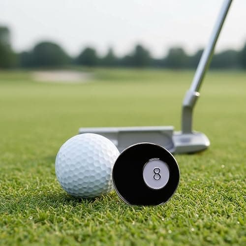 8 Ball Golf Ball Marker- Premium Golf Marker for Putting Green | Unique Golf Ball Marker for Men & Women – Ballmarker Golf Gift for Alignment & Style, 1" Wide thumbnail 9