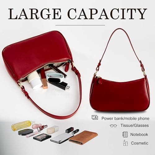 Shoulder Bags for Women Leather Hobo Sling Tote Handbag Retro Clutch Purse with 2 Removable Straps and Zipper Closure thumbnail 6