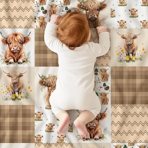 Highland Cow Baby Blanket, Western Minky Blankets for Boys Girls, Nursery Room Decor, Soft Warm Lightweight Nursery Bed Blanket for Newborn Toddlers Son Daughter thumbnail 5