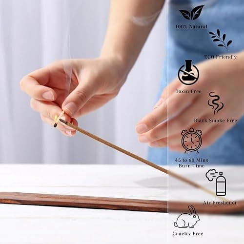 French Vanilla Incense Sticks, Organic Hand Dipped 100 Sticks with Natural Herbs & Aromatic Ingredients, Burn Time 45 to 60 Minutes, Incense for Positivity, Meditation, Relaxation, Spiritual Gift thumbnail 5