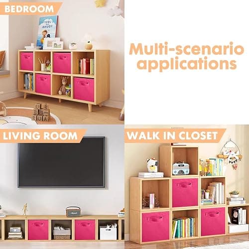 ShellKingdom Storage Bins, Foldable Fabric Storage Cubes And Cloth Organizer Drawer For Closet And Toys, 2 Pack (Fuchsia) | Storage Organizer For Closet And Toys, 10.5x10.5x11 INCH, 2 Pack (Fuchsia) thumbnail 7