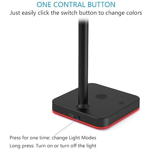KAFRI RGB Dual Headphone Stand with Wireless Charger Desk Gaming Double Headset Holder Hanger Rack with 10W/7.5W QI Charging Pad - Suitable for Gamer Desktop Table Game Earphone thumbnail 4
