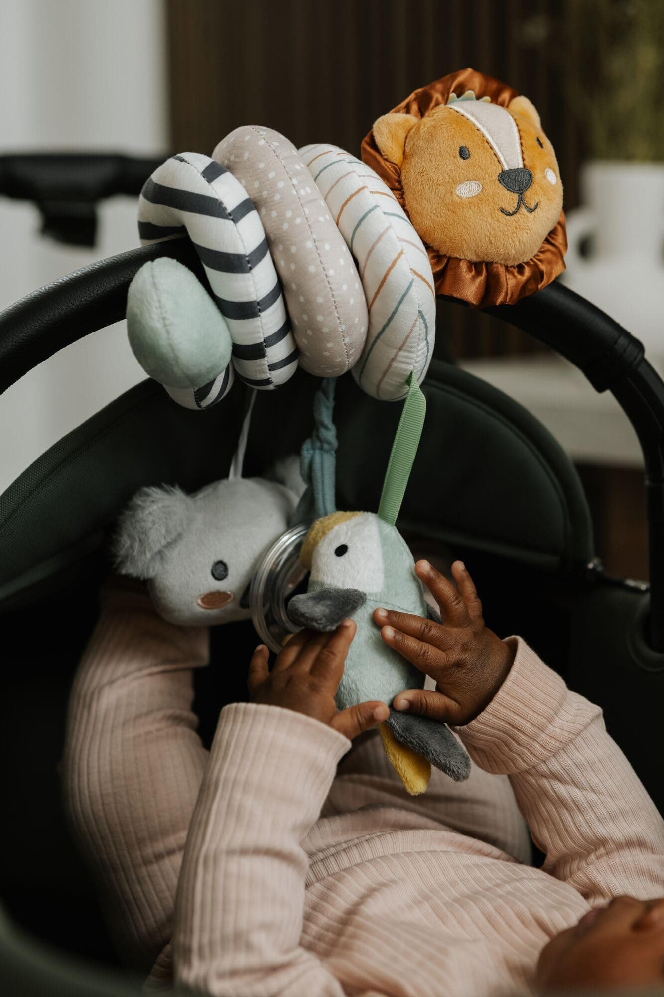Nuby Animal Adventures Activity Spiral Pram Toy - Sensory Toys for Newborn Development - Baby Activity Spiral for Stroller & Car Seat - for Newborns (Multi-Colour) thumbnail 9
