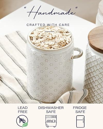 getstar Canisters Sets for the Kitchen, 20 oz Flour Sugar Storage Containers, Ceramic Kitchen Canisters for Countertop Set of 4 with Airtight Lids and Teaspoons thumbnail 5