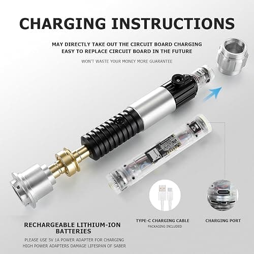 PKSTVB Upgrade App Control OBW Dueling Lightsaber, Smooth Swing 16 Sound Effects 3 Light Effects, 16 Colors and Infinite Change Metal Light Saber for Adults (RGB-OBW) thumbnail 4