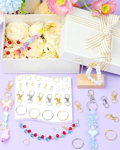 990PCS FIVEIZERO Keychain Making Kit - Keychain kit with Key Ring, Key Chain Clip, Lobster Claw Clasps, Swivel Snap Hook, Jumprings & Extender Chain for Crafts, DIY Projects and Jewelry Making thumbnail 5