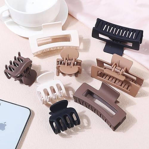 SMKSL Medium Hair Clips for Women 8 Pcs Small Claw Clips for Thin and Thick Hair 2 Styles Hair Claw Clips Combination Rectangle Banana Jaw Hair Accessories for Women and Girls (Brown) thumbnail 3
