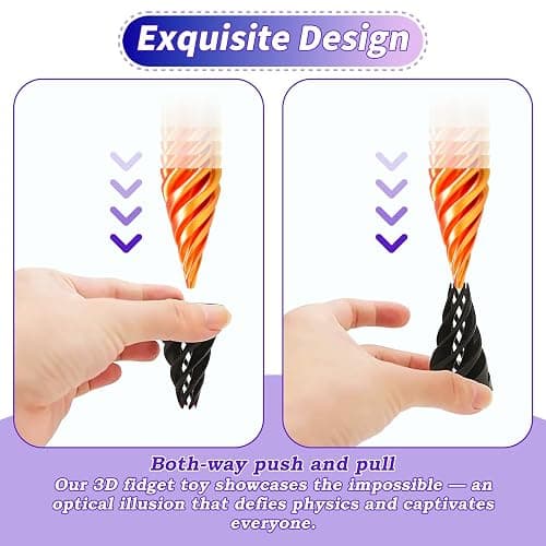 2 Pcs Impossible 3D Spiral, Pyramid Fidget Toy, 3D Printed Pass Through Fidgets for Home Office Decoration and Gifts thumbnail 3