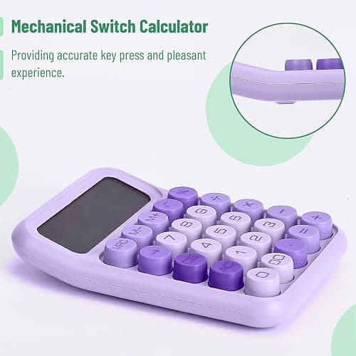 Mr. Pen- Mechanical Switch Calculator, 12 Digits, Large LCD Display, Purple Calculator Big Buttons thumbnail 3