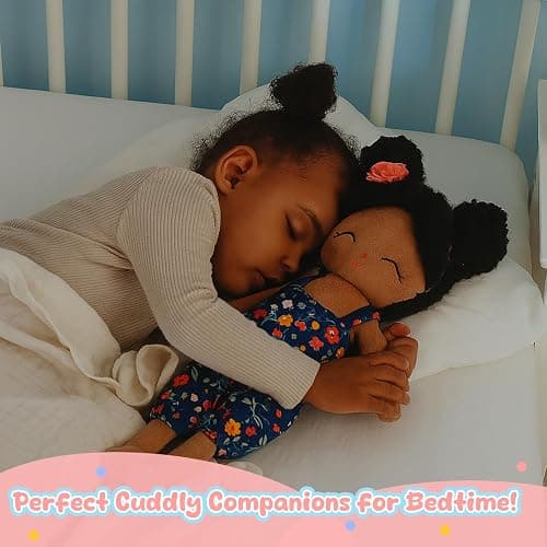 Jumbrace Soft Black Baby Doll Toys 16'' African American Baby Rag Doll for Girls, One Year Old Girl Birthday Gifts,Plush Toys for Toddlers Kids Infants (Black) thumbnail 7