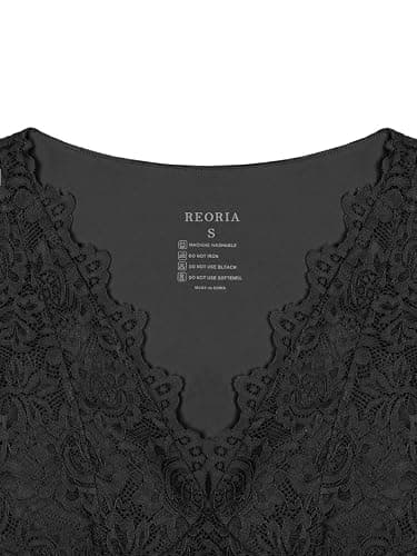 REORIA Womens Sexy V-Neck Sleeveless Double Lined Going Out Y2K Trendy Lace Cropped Tank Tops thumbnail 5