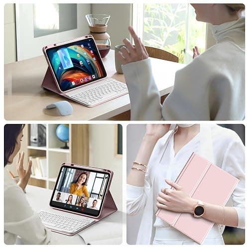 IAMKHO Keyboard Case for iPad Air 11 Inch (M3/M2) 2025/2024, iPad Air 5th/4th Generation 10.9 Inch 2022/2020, Detachable Wireless Bluetooth Keyboard Built-in Right Side Pencil Holder, Pink thumbnail 8