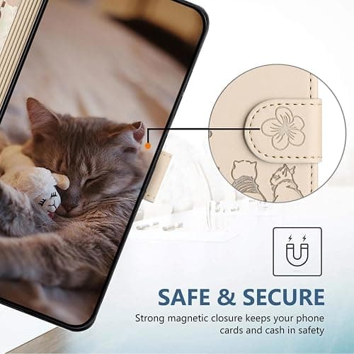 Aisenth Wallet Case for Samsung Galaxy S21 Ultra 5G SM-G998B with Card Slots & Kickstand – Cute Cat & Butterfly Embossed PU Leather Magnetic Flip Cover, Protective with Wrist Strap thumbnail 5