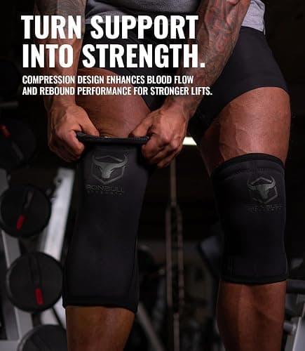 Iron Bull Strength Knee Sleeves 7mm (1 Pair) - Compression Brace & Knee Sleeve For Weightlifting, Powerlifting & Cross Training - Knee Support for Squats - Men & Women thumbnail 3