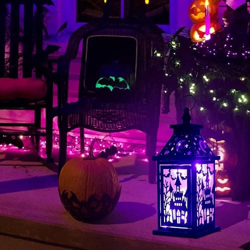 DECORKEY Halloween Decorations Indoor, 15" Decorative Haunted House Candle Lantern with 78" LED Lights(8 Modes), Hanging Spooky Halloween Lanterns for Outdoor Home Room Door Party Decor thumbnail 6