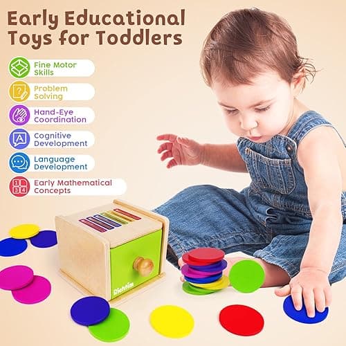 Montessori Toys for 1-3 Year Old: Color Sorting Wooden Drawer Box Toy for Toddlers, Object Permanence and Fine Motor Sensory Toy, 12-18 Months Busy Board Matching Game for Baby Boys and Girls Gifts thumbnail 5