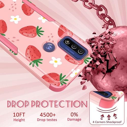 Plakill for Motorola Moto G Pure/G Power 2022 Case/G Play 2023 Case,Women Girls Cute Strawberry Style Heavy Duty Military Grade Protctive Shockproof G Pure/G Power 2022/G Play 2023 Hard Phone Cases thumbnail 3