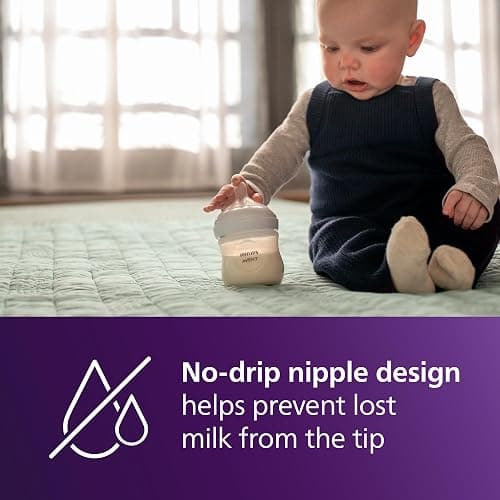 Philips Avent Natural Baby Bottle with Natural Response Nipple (Slow Flow, Flow 2), 4oz, 3-pack, SCY900/03 thumbnail 6