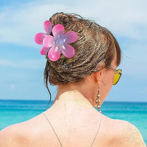Hair Accessories gift,9PCS Summer Beach claw clips, Hawaiian Flower Hair Clips Non Slip for Thick Thin Hair,colorful hair clips set for girls women thumbnail 7
