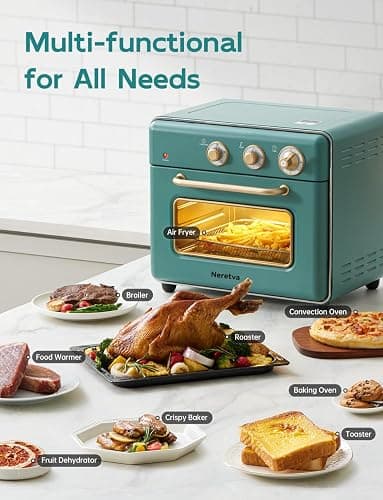 Neretva [21 QT& 6-in-1] Toaster Oven & Air Fryer, Compact Toaster Ovens Countertop with 5 Slices 1500W Rapid Heat Air Fryer Toaster Oven Combo Stainless Steel for Bake/Toast/Broil/Air Fryer/Defrost thumbnail 3