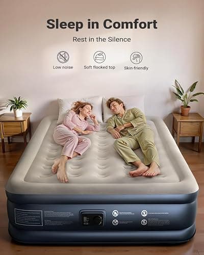 iDOO Queen Air Mattress with Built in Pump, 18 Raised Comfort Inflatable Blow up Mattress, Upgraded Four Chamber Portable Air Bed for Camping, Guests and Home, Colchon Inflable, 650 lbs Max thumbnail 2